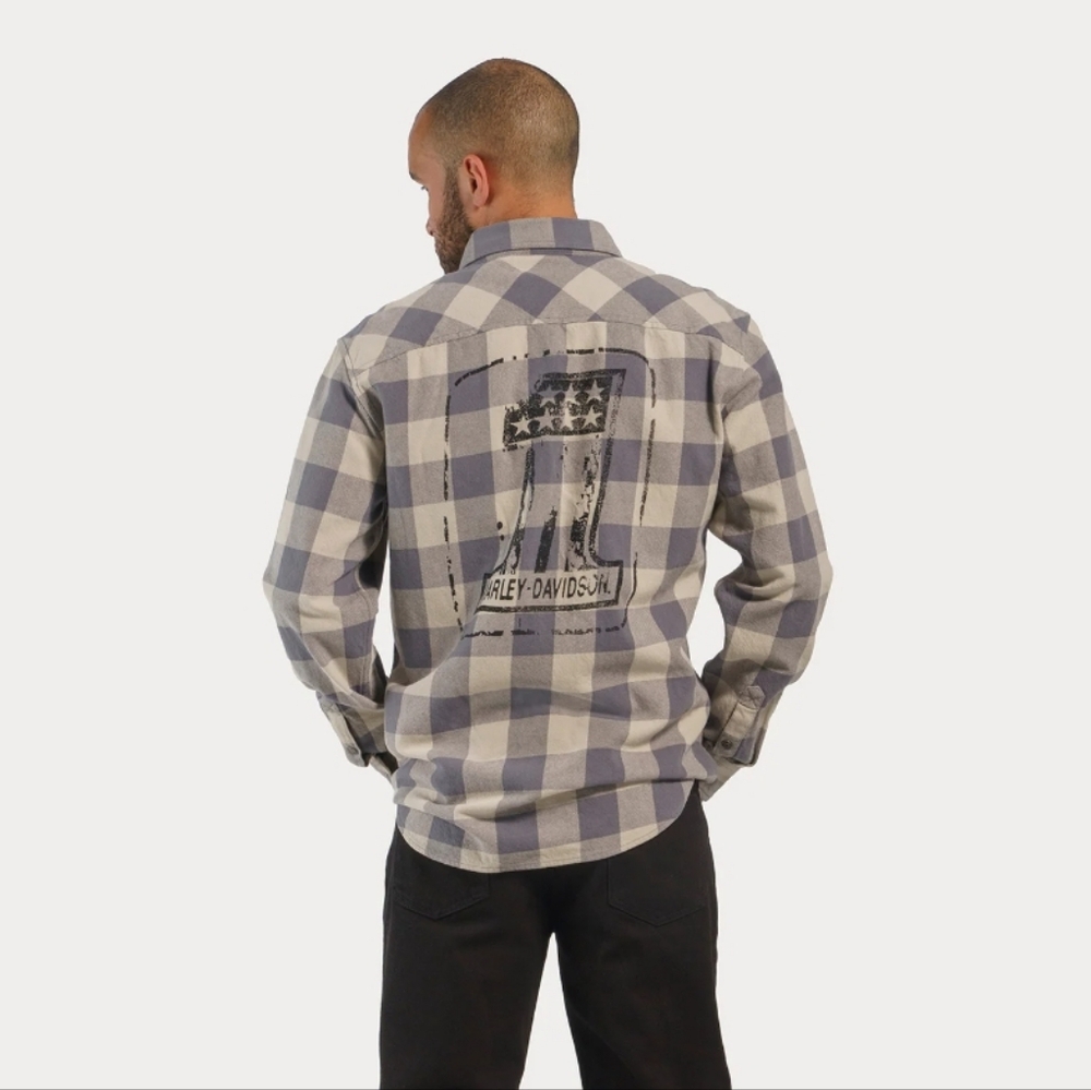 Men's #1 Harley Davidson Plaid Long Sleeve Shirt